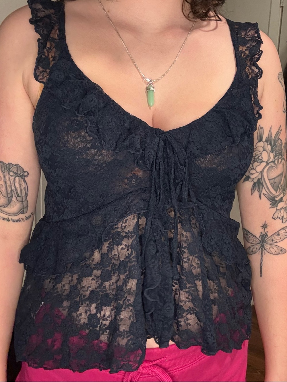 Old Navy Navy Lace Ruffle Front Tank - Picture 1 of 4
